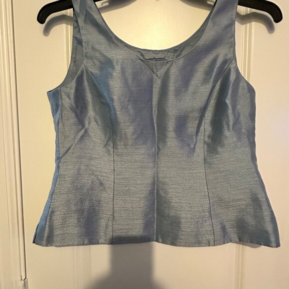 Kasper Petite 6P Shimmering Blue Sleeveless Top - Picture 7 of 8